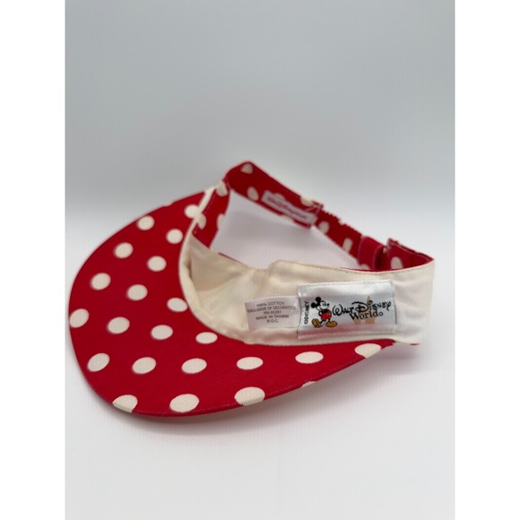 Walt Disney World Minnie Mouse Children's Visor Red White Polka Dot Elastic Back - Picture 4 of 4
